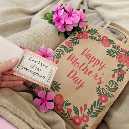 Happy Mother's Day - gifts in bed including a booklet of funny coupons